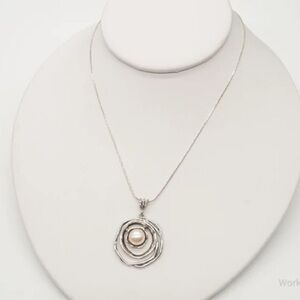 Vintage Pearl Israel 925 Sterling Silver Necklace 18in